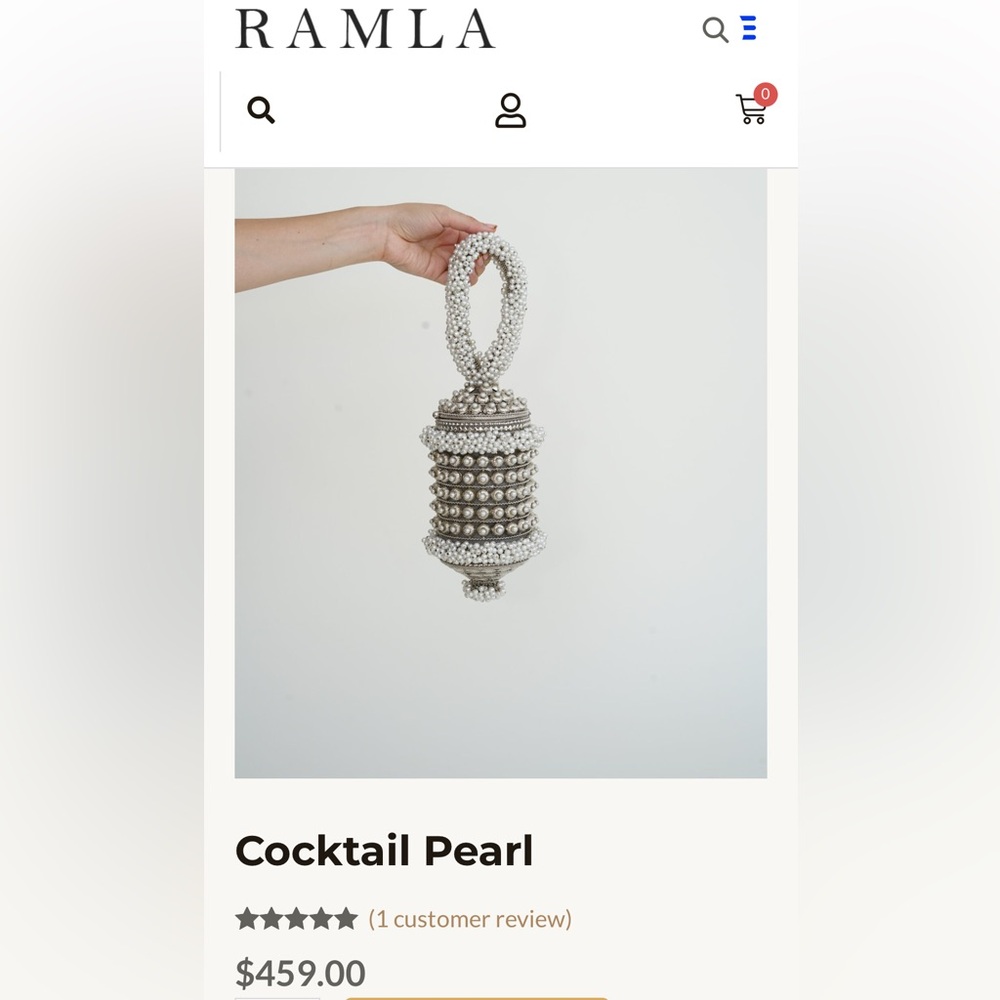 RAMLA cocktail pearl bag silver clutch handbag wristlet - Picture 6 of 17